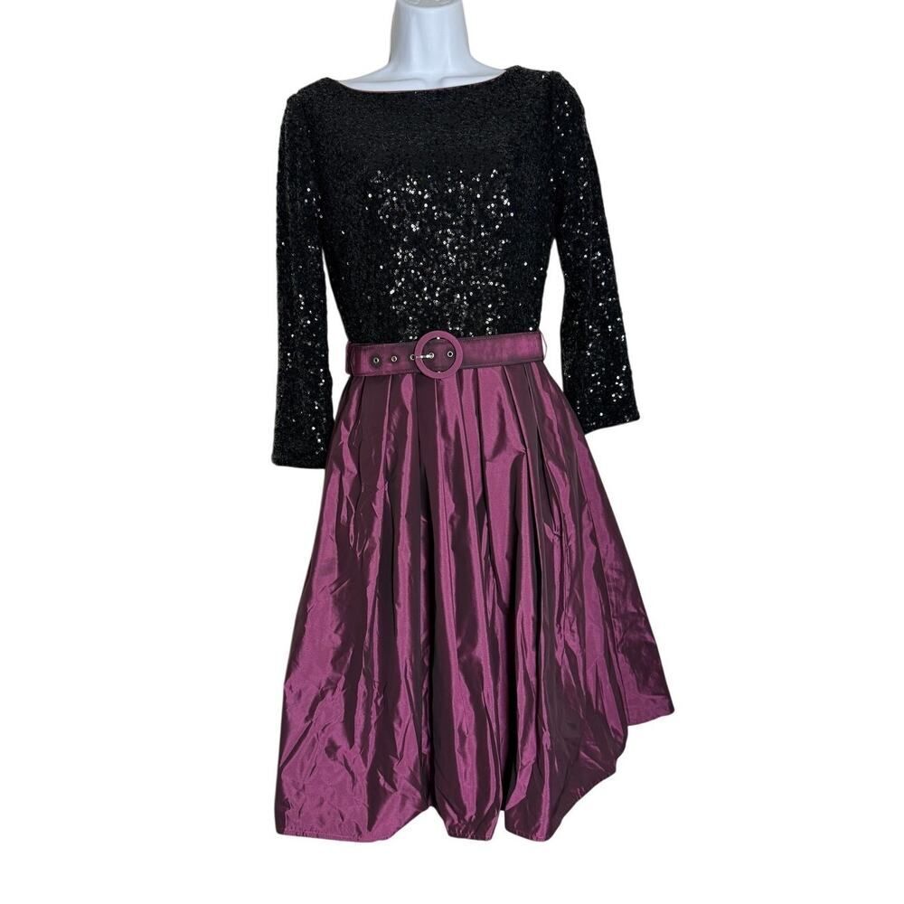 NWT Frascara Black and Purple Dress Flaw Sz. 6